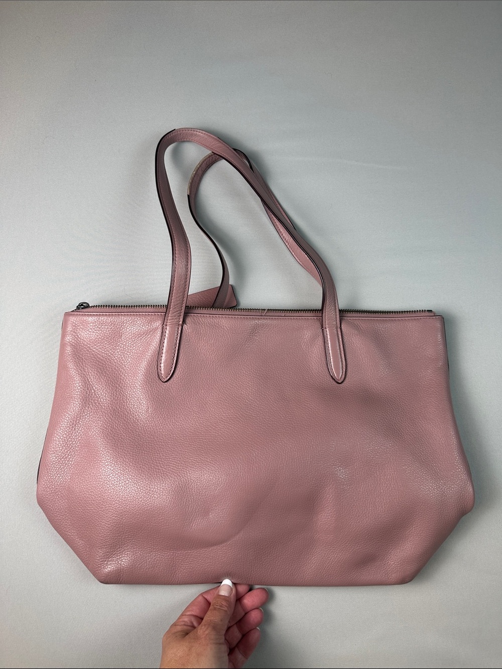 Coach Purse Dusty Rose Leather Tote Bag Over the Shoulder - Picture 13 of 14